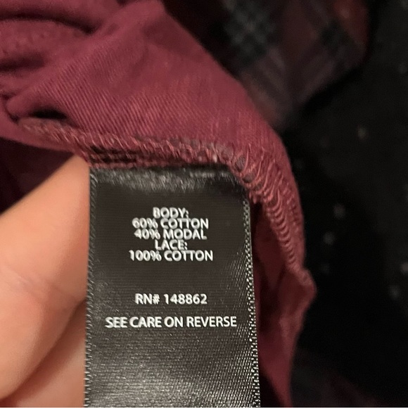 Torrid Cotton Modal Slub Crew Neck Raglan Eyelet Inset Print Mix Top Plaid - Picture 7 of 8